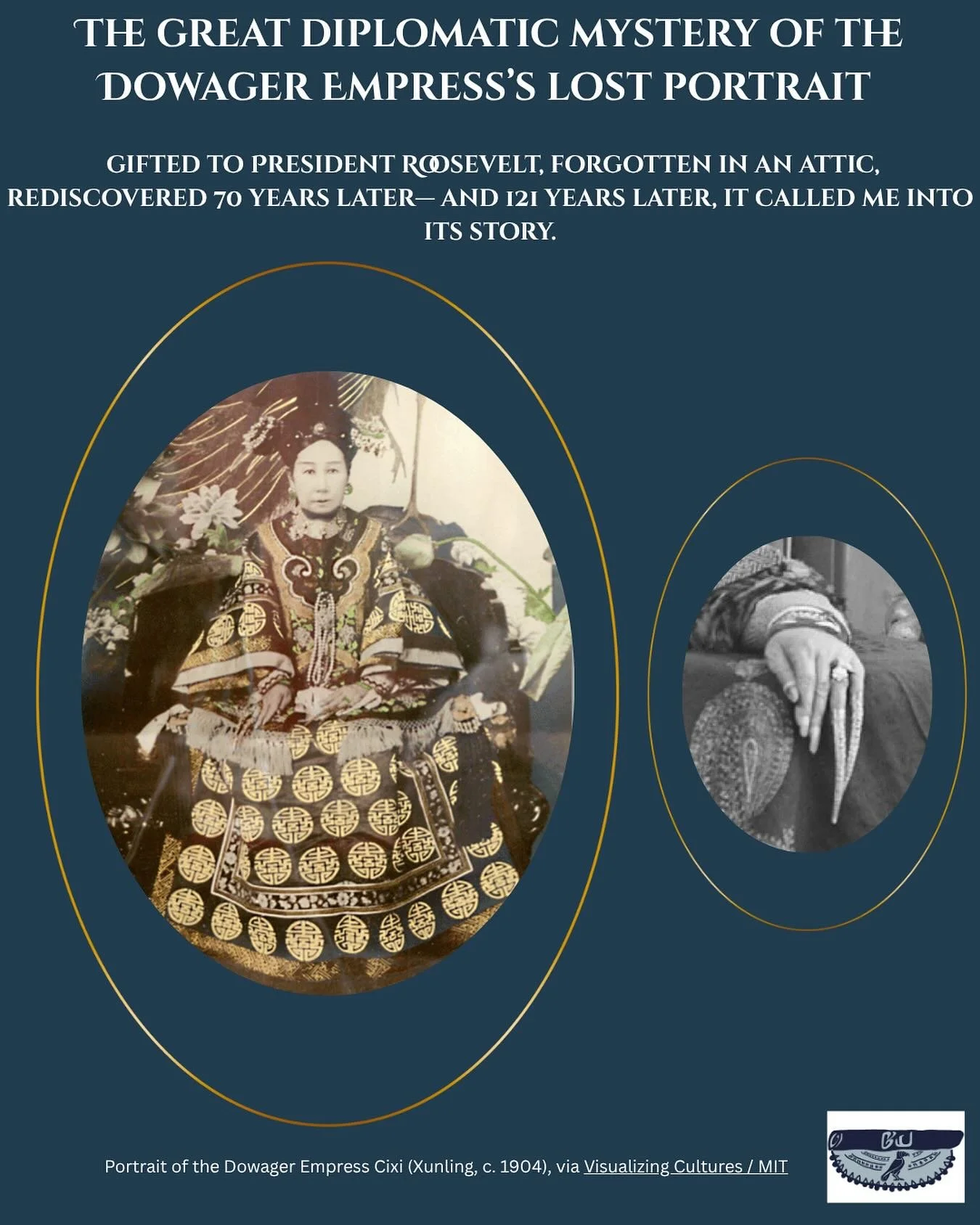 One rainy afternoon at Blair House, the official guest residence for visiting heads of state, I found myself face to face with a portrait of the Dowager Empress Cixi.
It was haunting. Part photograph, part painting. At first glance regal, but on clo
