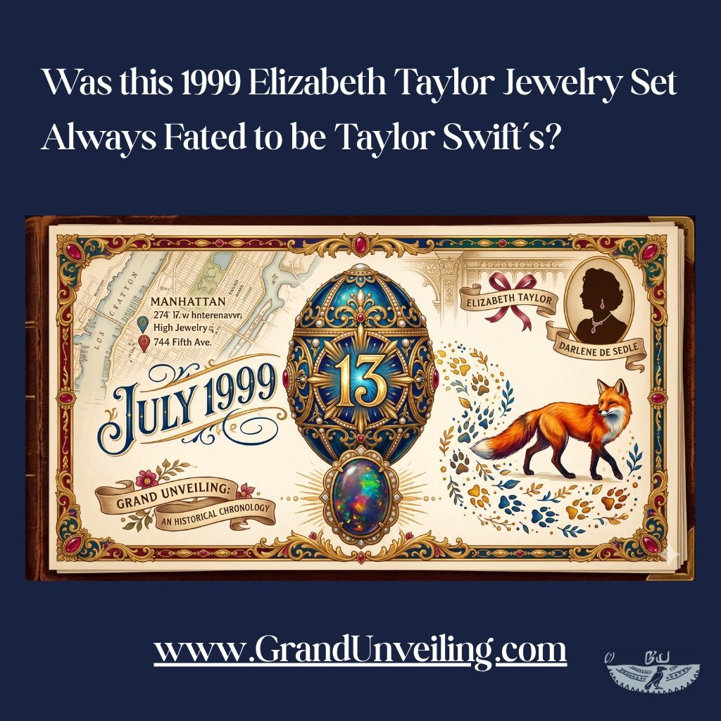 Some gifts are fated.

In July 1999, Elizabeth Taylor debuted a jaw-dropping opal suite by California designer Darlene De Sedle &mdash; raw, sculptural, 22K gold, completely one of a kind. At the time, Taylor Swift was nine years old.

Twenty-six yea
