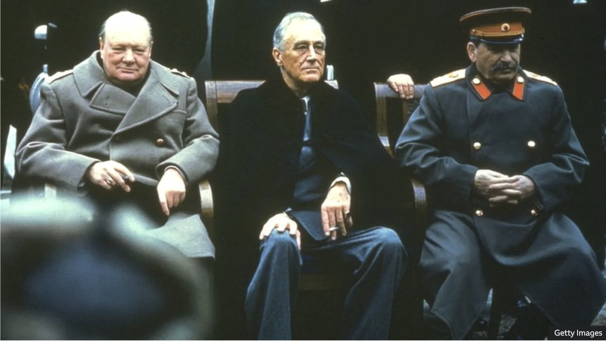 Franklin D. Roosevelt wearing his Tiffany & Co. gold watch at the 1945 Yalta Summit alongside Winston Churchill and Joseph Stalin. The meeting defined the postwar world order and highlights the role of high-stakes strategic gifting in diplomacy.