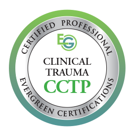 Seal or badge for Certified Clinical Trauma Professional (CCTP) with green, gray, and white design.