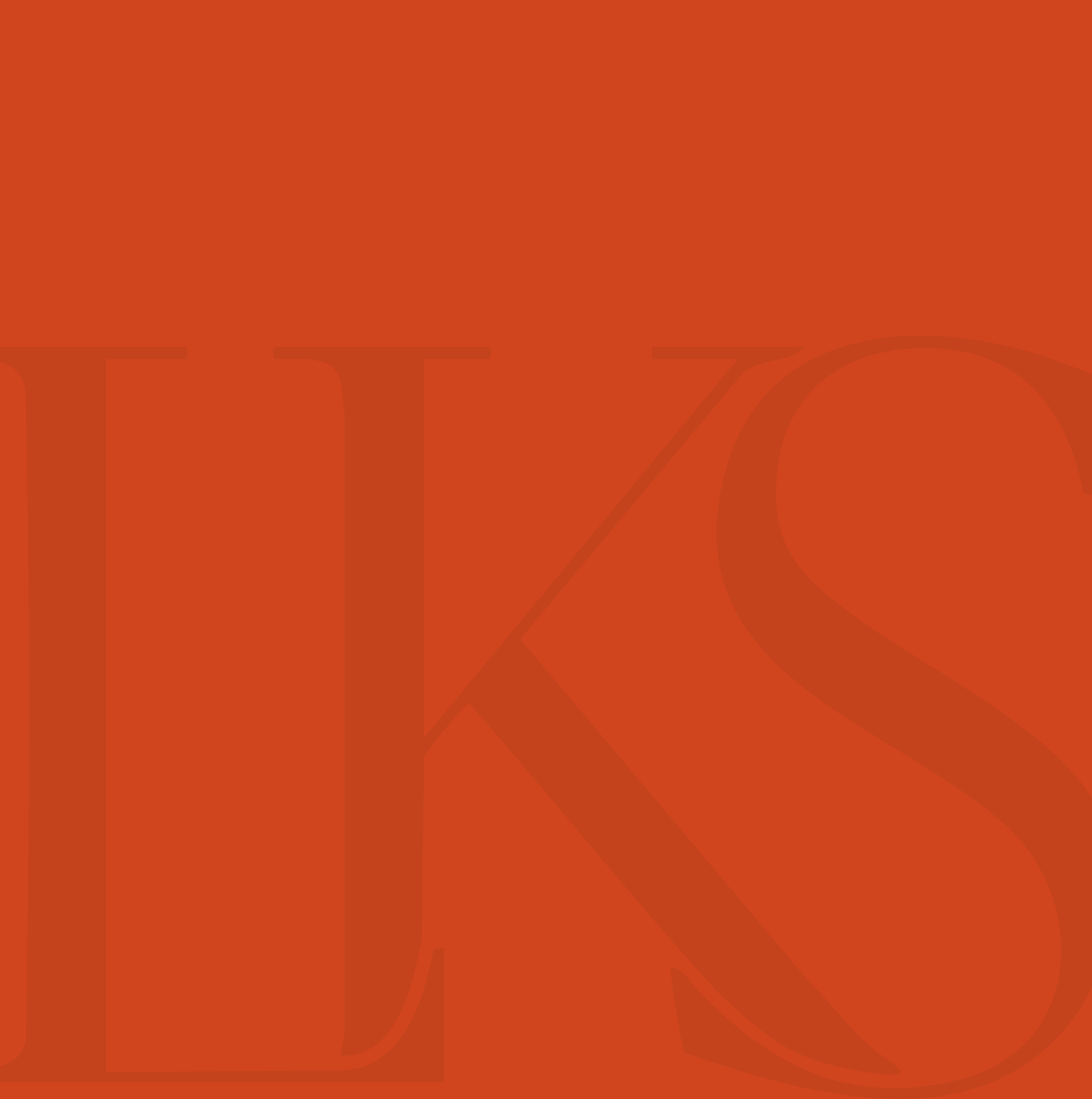 A close-up of a red background with large, faint, stylized text overlay.