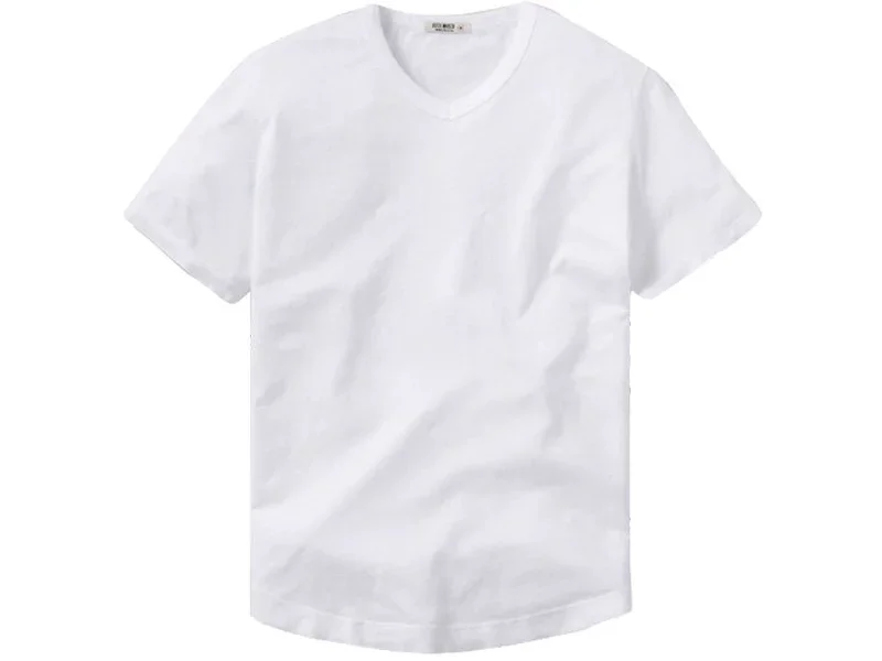 BUCK MASON Slub Curved Hem V-Neck Tee