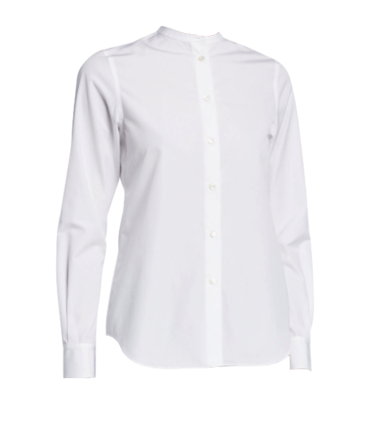 ASPESI Button-Front Poplin Shirt with Mandarin Collar