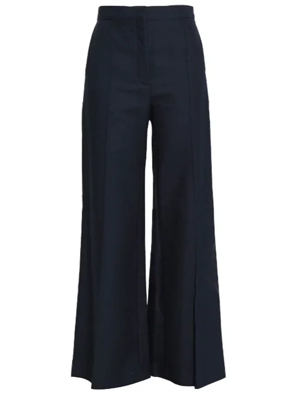 SANDRO Cotton-blend Twill Wide-leg Pants