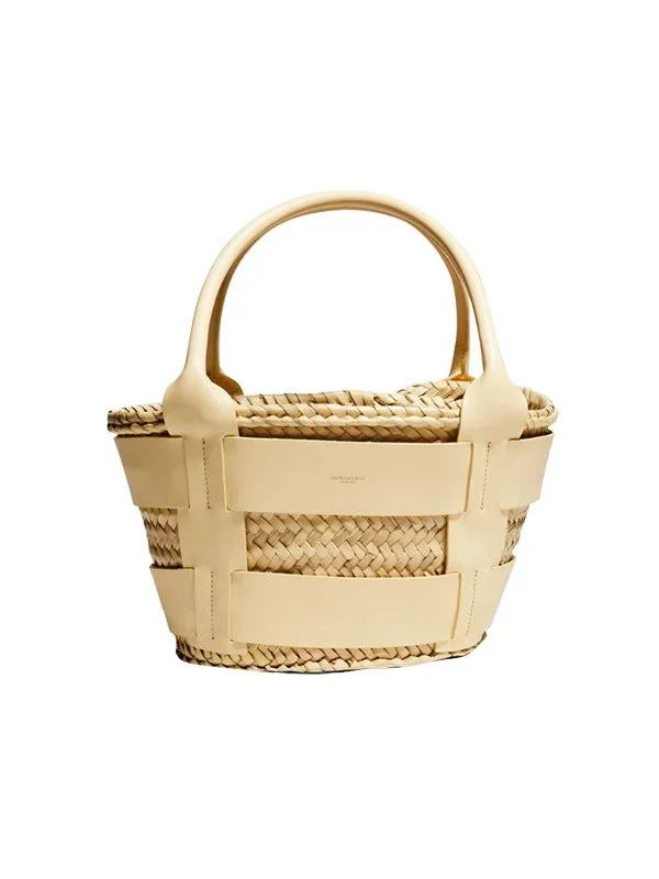 DEMELLIER Santorini Mini Caged Straw Top-Handle Bag