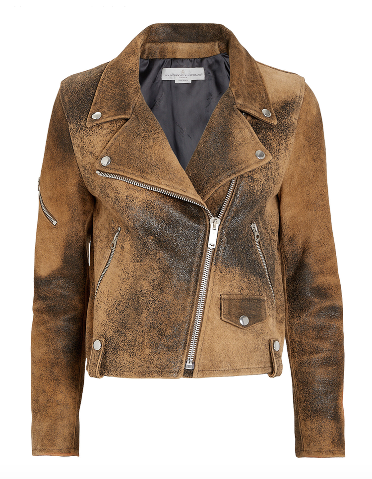 GOLDEN GOOSE Hanna Distressed Leather Moto Jacket