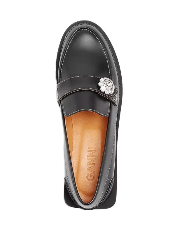 GANNI Women's Embellished Moc Toe Loafers
