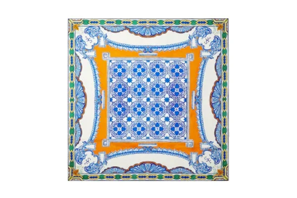 Lisbon Silk Scarf 90 in Azulejos Blue Silk