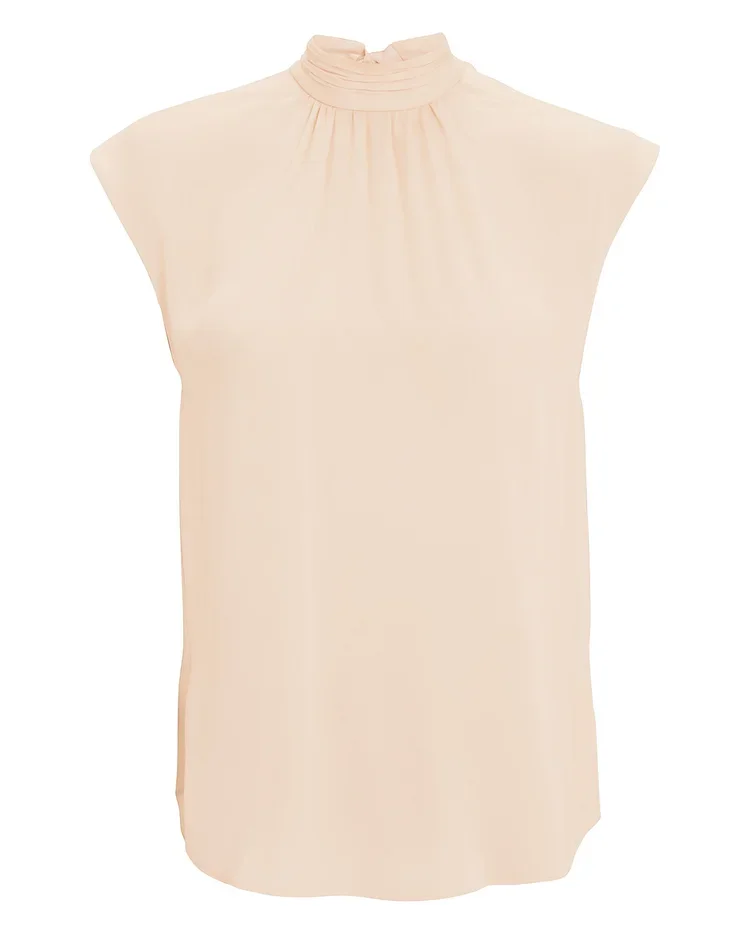 VERONICA BEARD Tristen Silk Mock Neck Tie Blouse