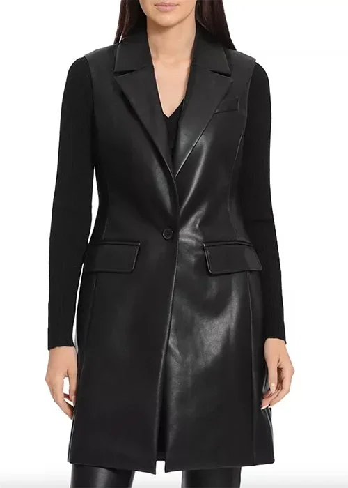 BAGATELLE Faux Leather Longline Vest