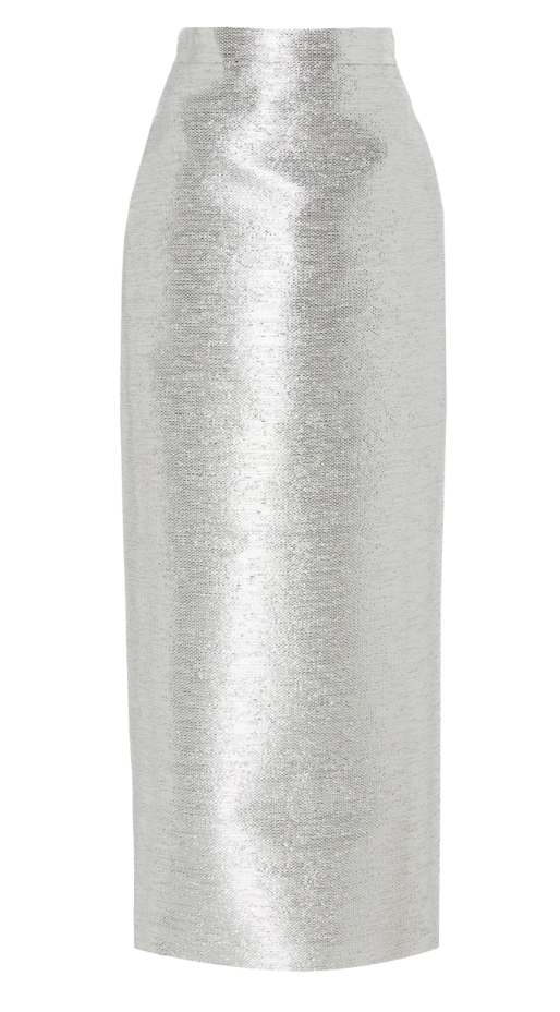 BRANDON MAXWELL Metallic Tweed Pencil Skirt