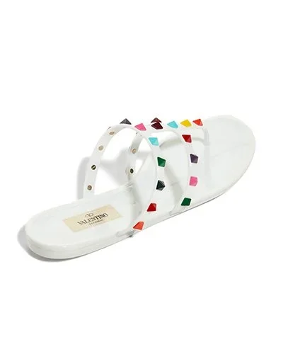 VALENTINO GARAVANI 5mm Multi Rockstud PVC Thong Sandals