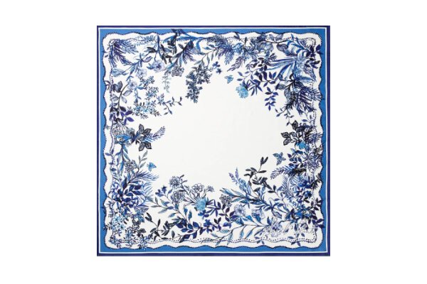 Hidden Garden Scarf 45 in Flora Blue Silk