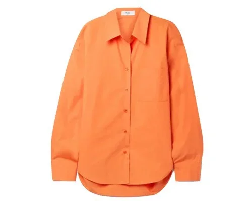 FRANKIE SHOP Lui Organic Cotton-poplin Shirt  Swap to cotton for a breathable summer fabric.