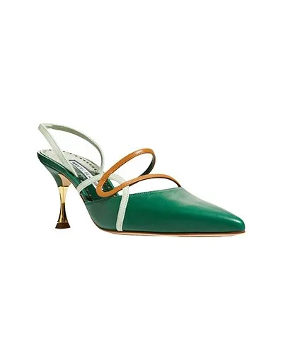 MANOLO BLAHNIK Licensli Tricolor Leather Slingback Pumps