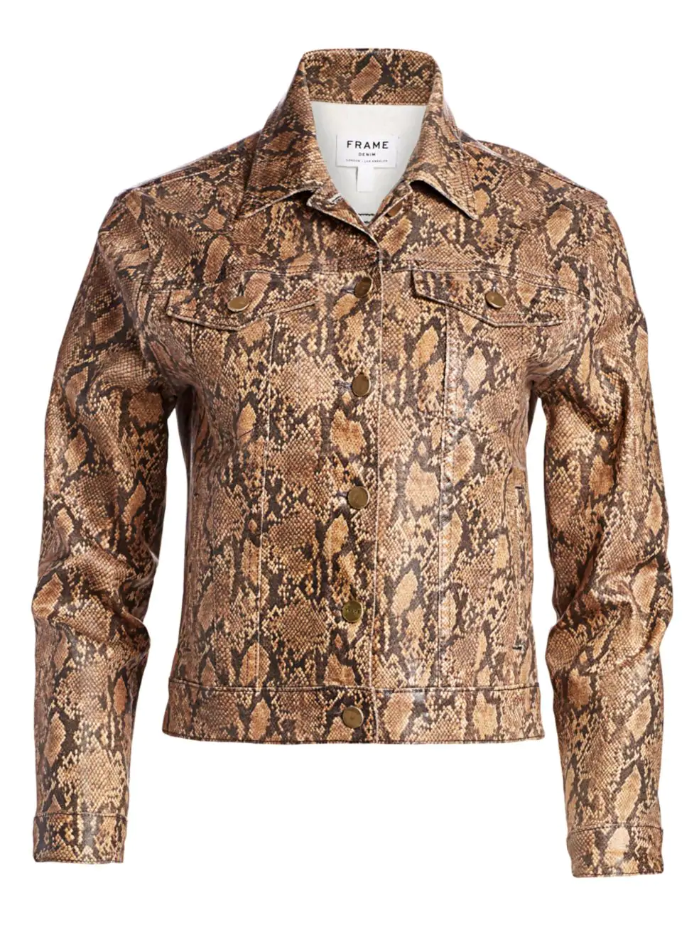 FRAME Le Vintage Snakeskin-Print Coated Denim Jacket