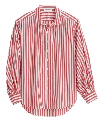 ALEX MILL Stripe Cotton Collared Shirt