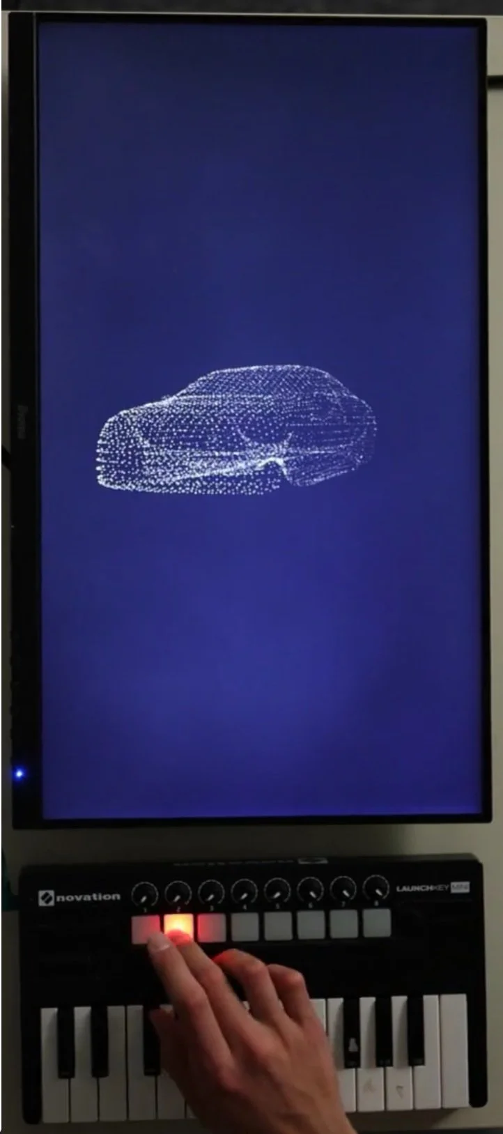 Glissando - Beispielfoto der Partikeldarstellung
Musikbibliothek_Interaktionsdesign_Partikelsimulation_3D Modell