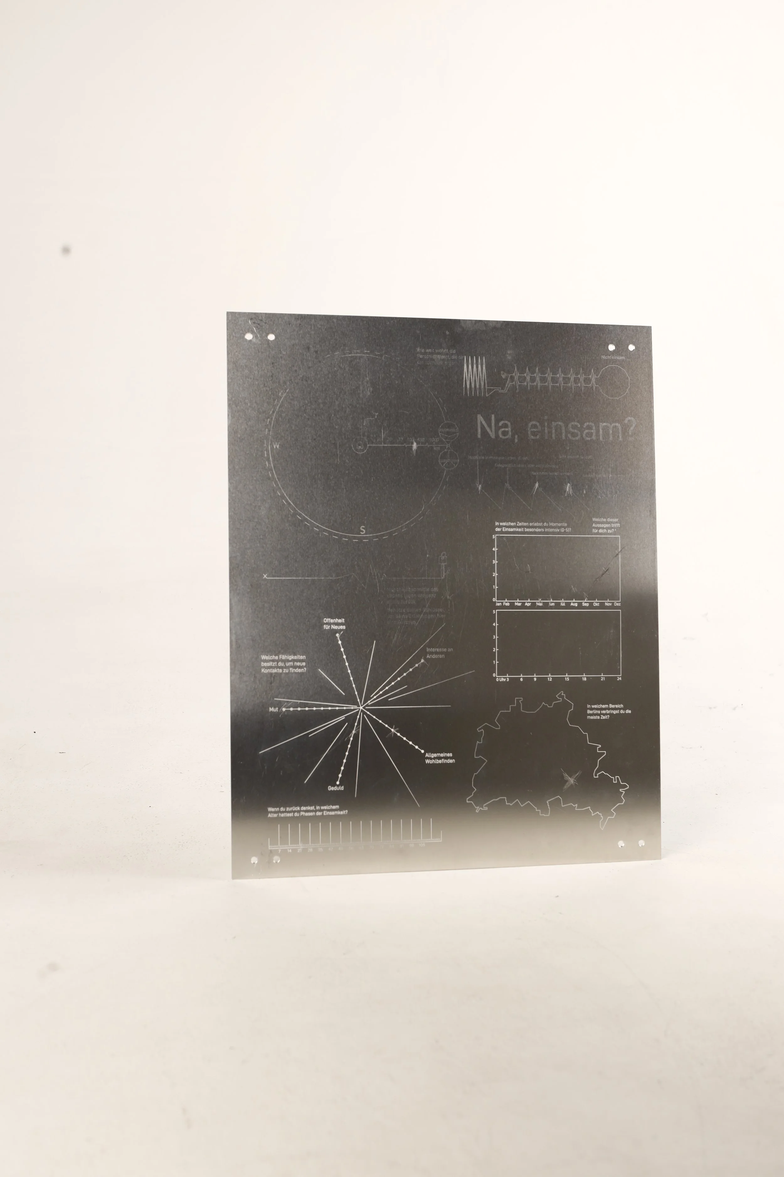SETI Berlin - Prototyp Aluminium-Platte Datenphysikalisierung_UrbanDesign_Interaktionsdesign_Einsamkeit_Voyager_Prototyp