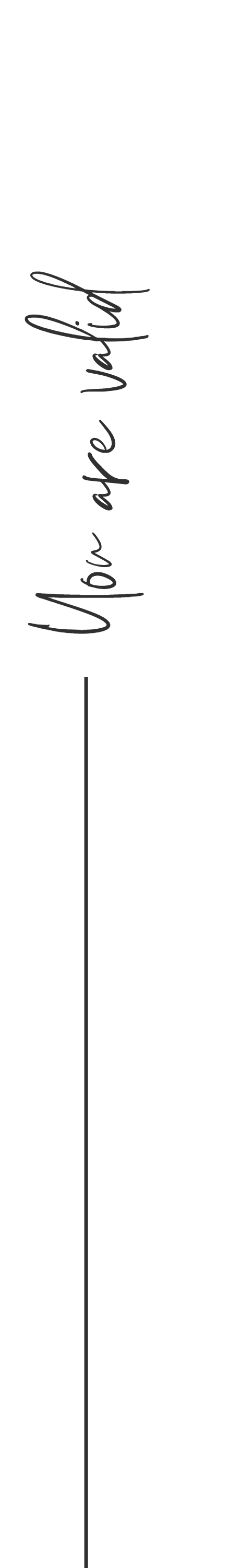 Vertical black banner with the phrase "Love you" written in cursive gray text.