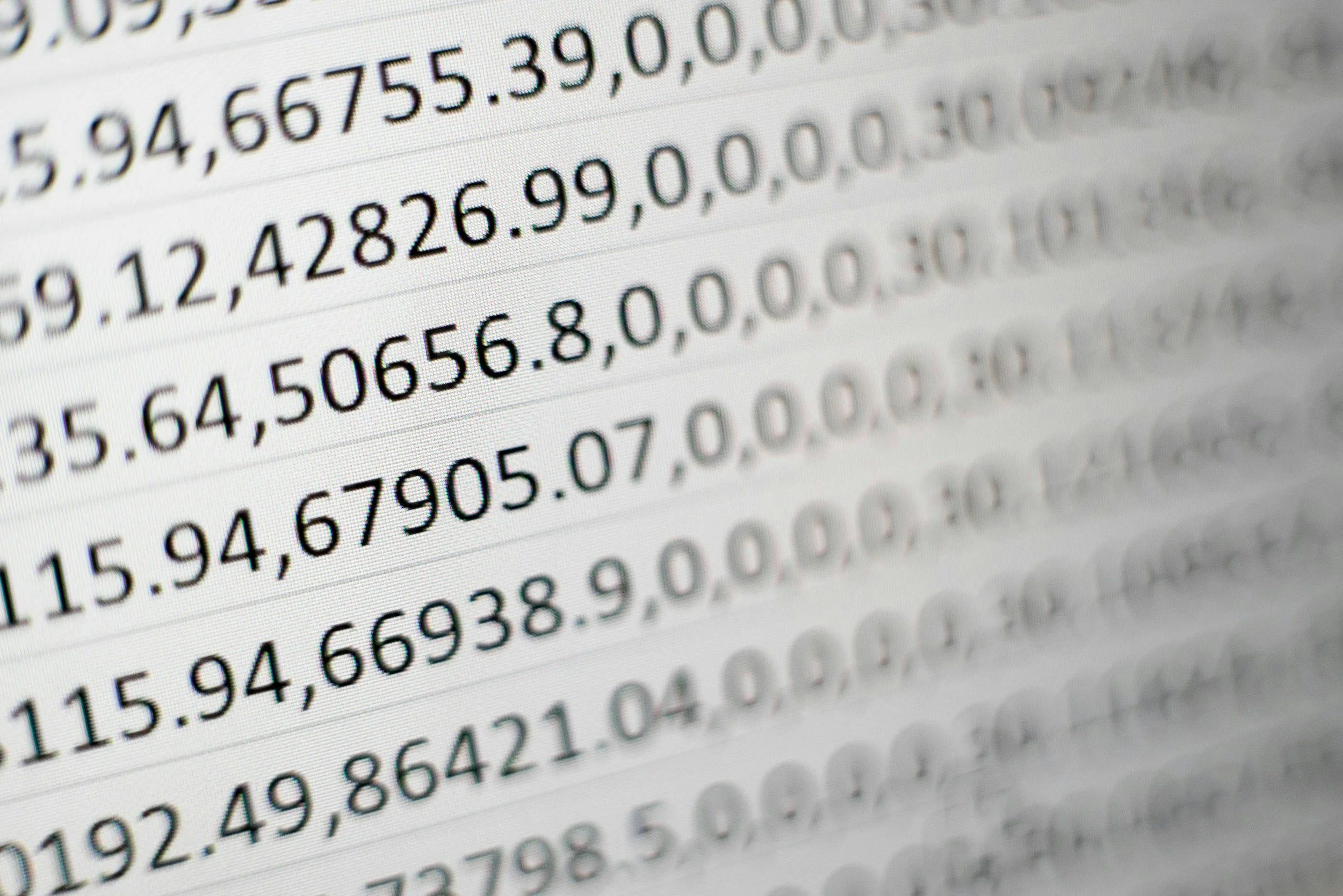 Numbers in a spreadsheet