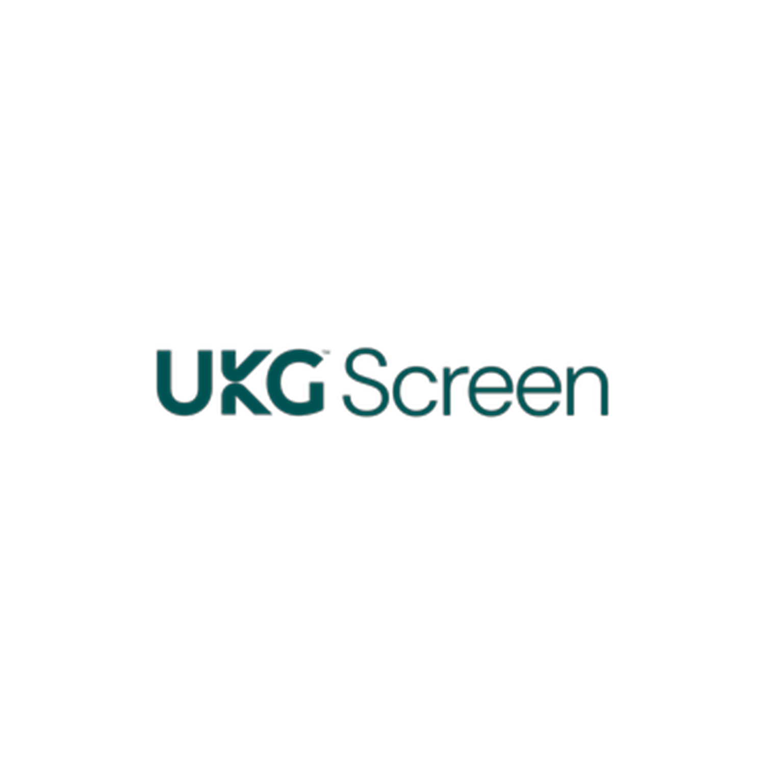 UKG Screen logo with white background and green text.