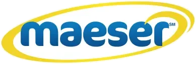 Maeser logo with blue text and yellow oval outline