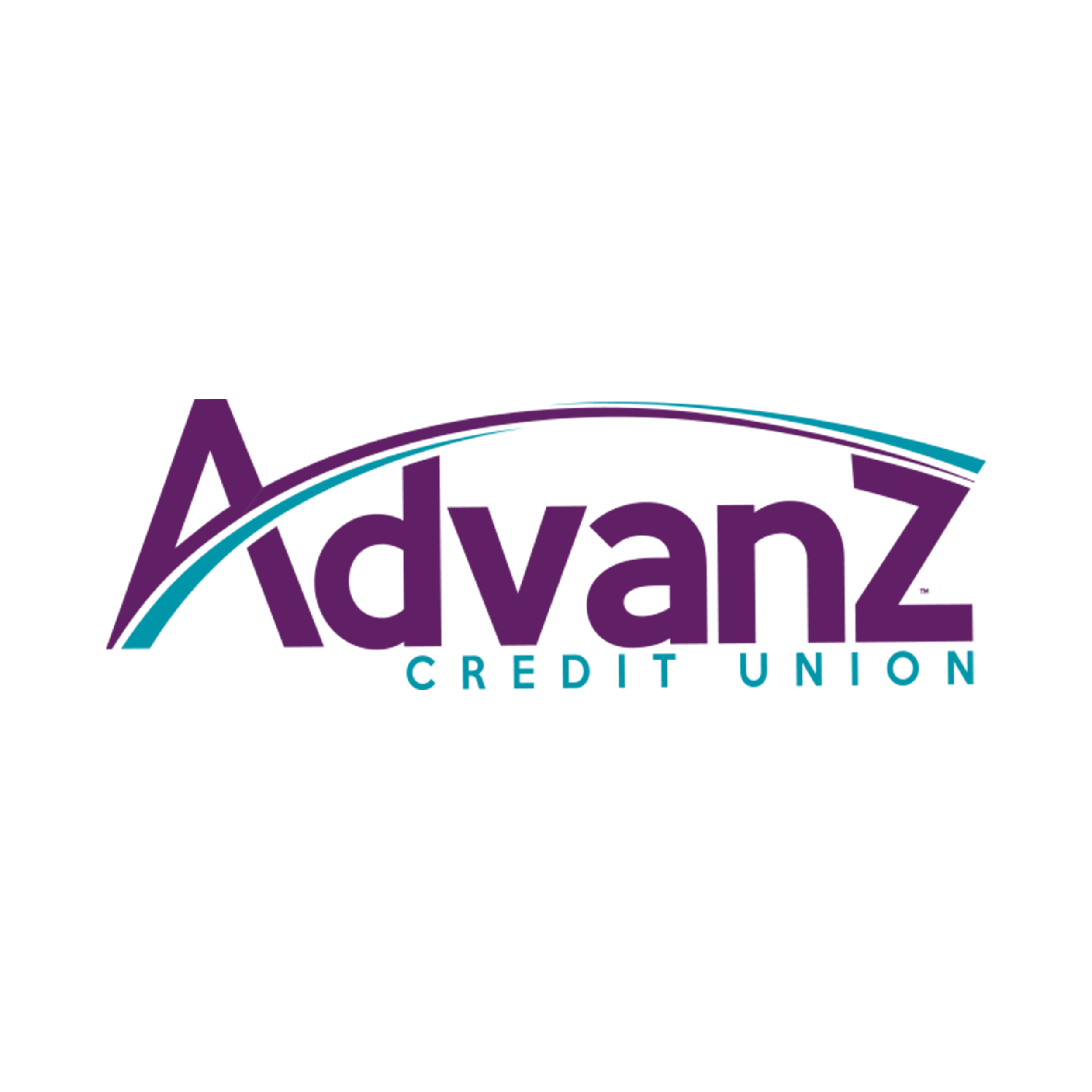 Logo of AdvanZ Credit Union with purple text and blue accents on a white background.