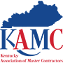 KAMC logo with red and blue text