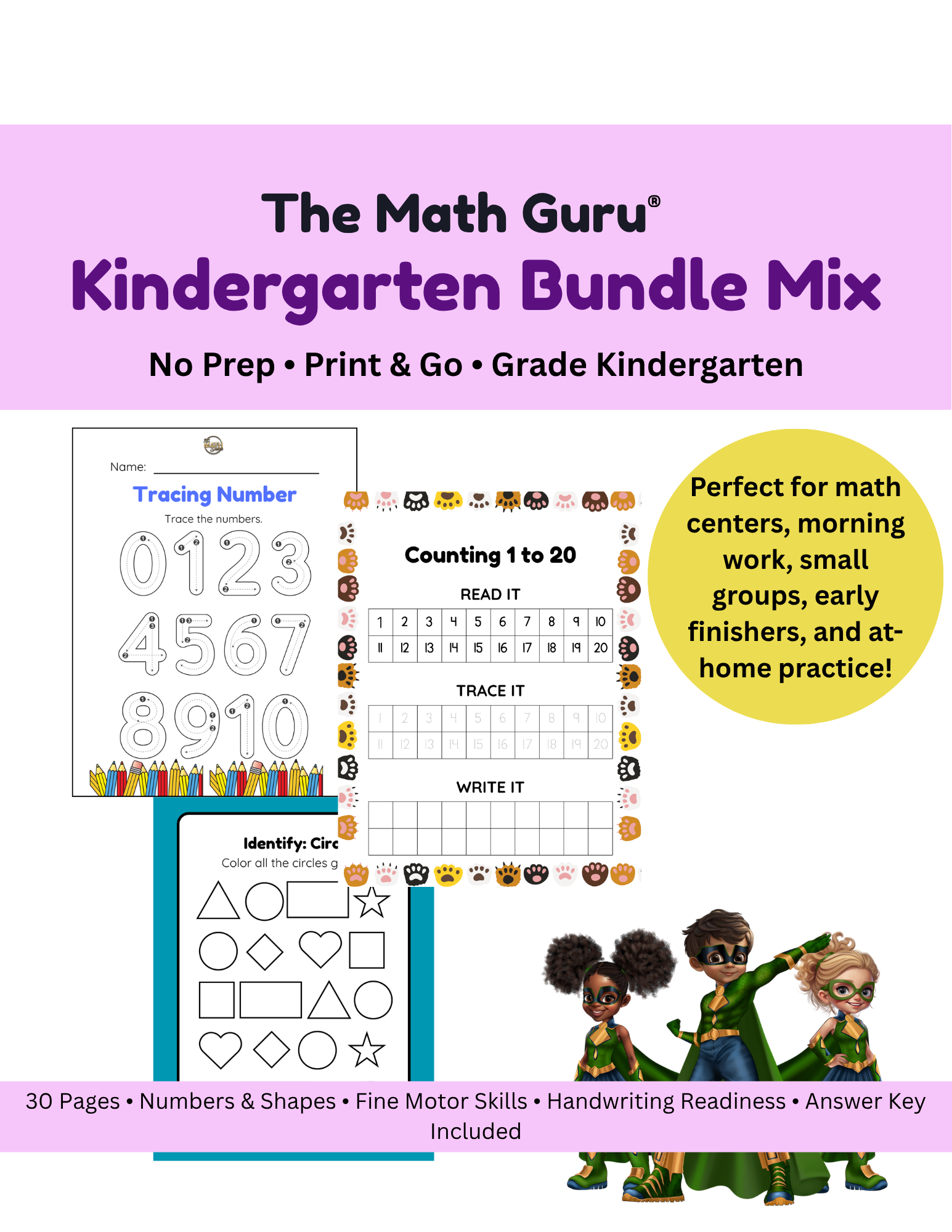 Kindergarten Mix Bundle – 30 Pages of Skill-Building Fun!