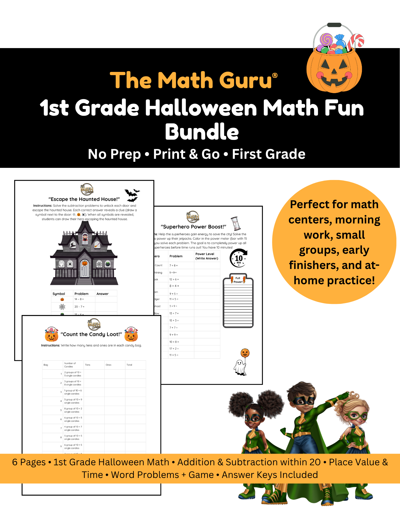 🎃 1st Grade Halloween Math Fun Bundle 🎃