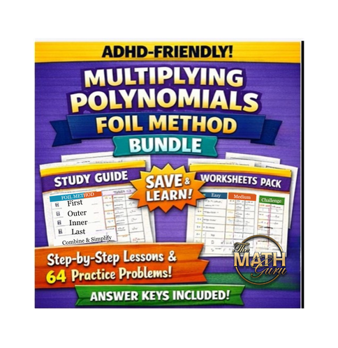 Multiplying Polynomials FOIL Method Bundle | Study Guide & Worksheets