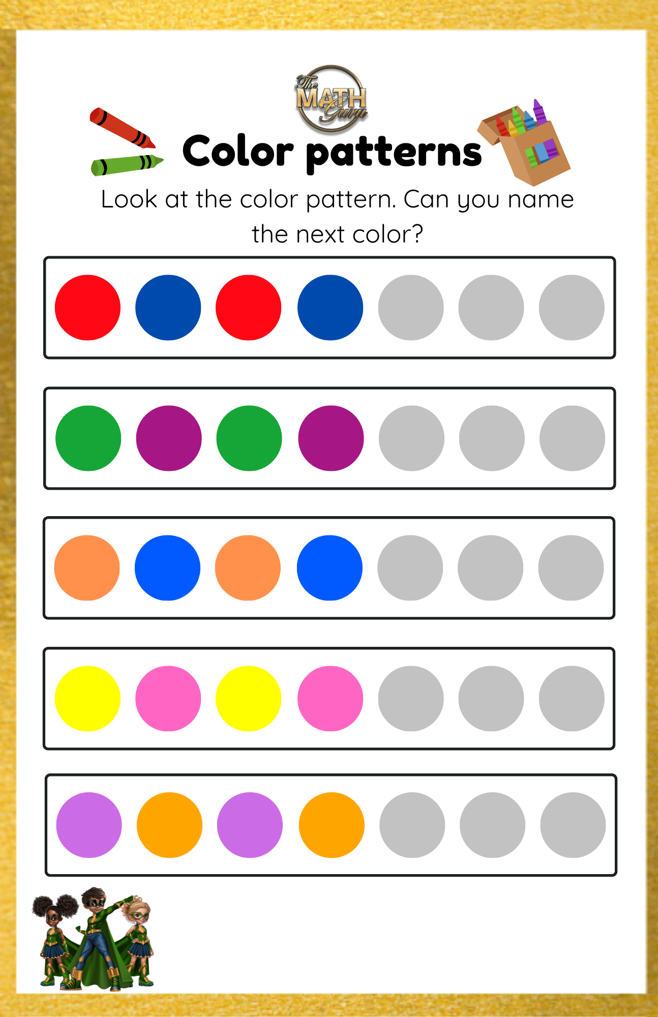 Color Patterns Chart | Early Math Classroom Poster (12×7)