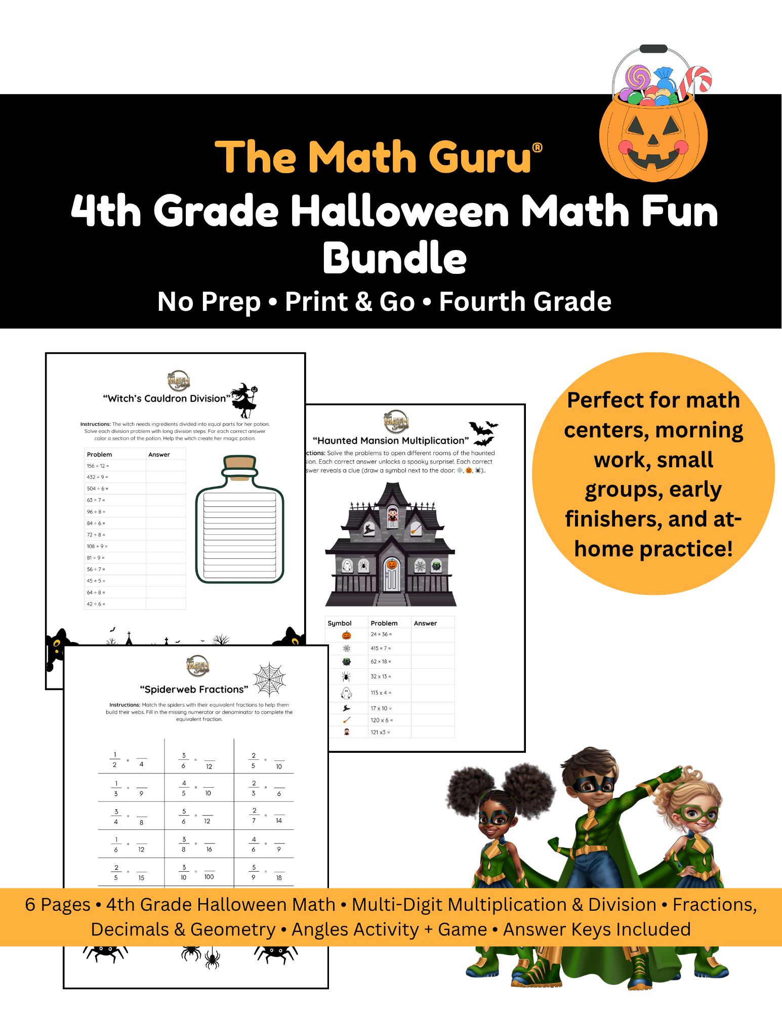 🎃 4th Grade Halloween Math Fun Bundle 🎃