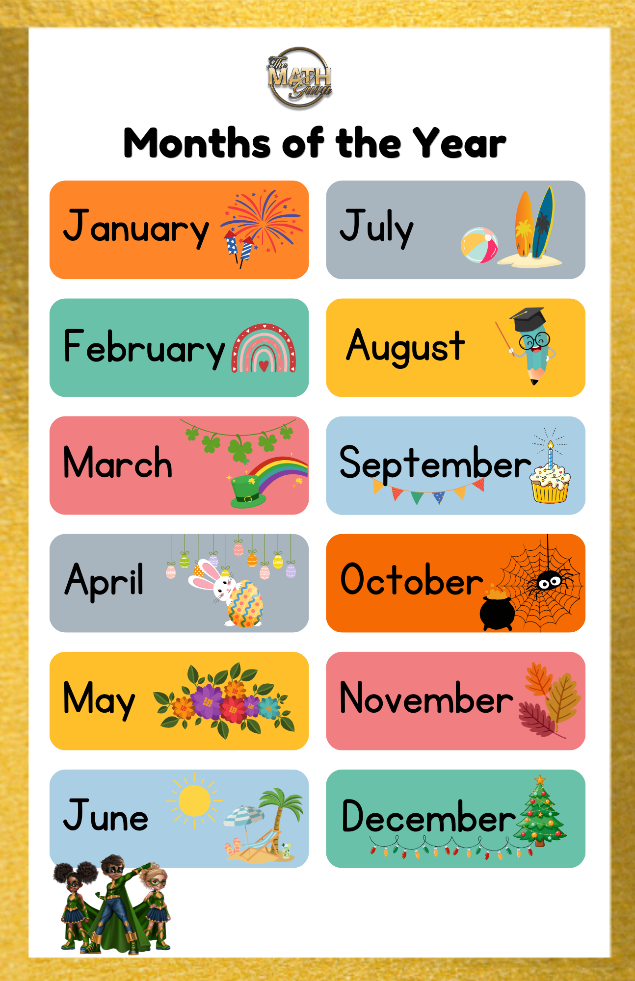 Months of the Year Chart | Early Learning Classroom Poster (12×7)