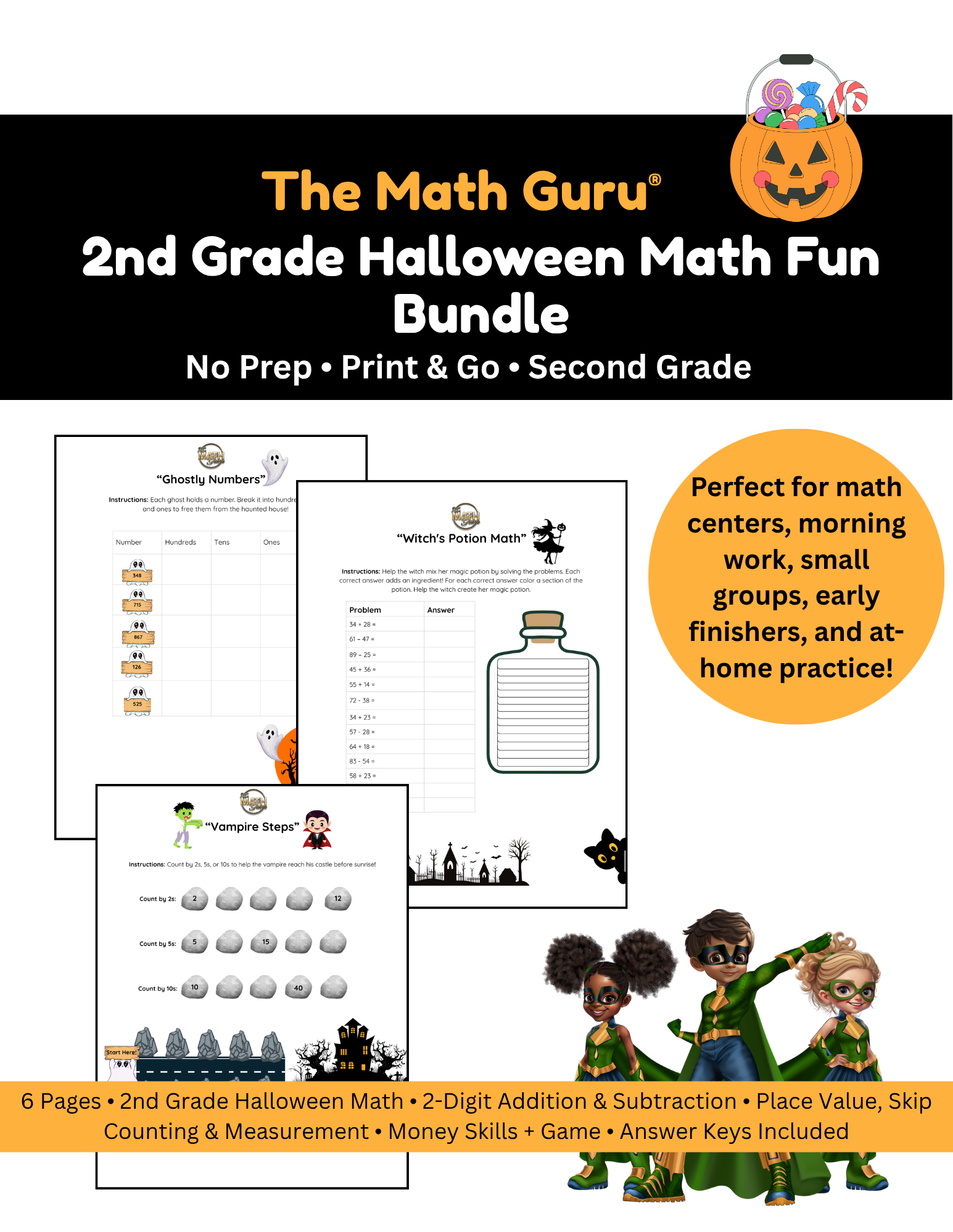 🎃 2nd Grade Halloween Math Fun Bundle 🎃