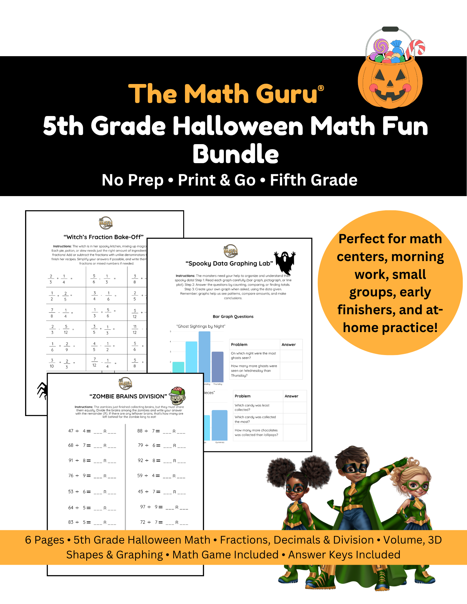 🎃 5th Grade Halloween Math Fun Bundle 🎃
