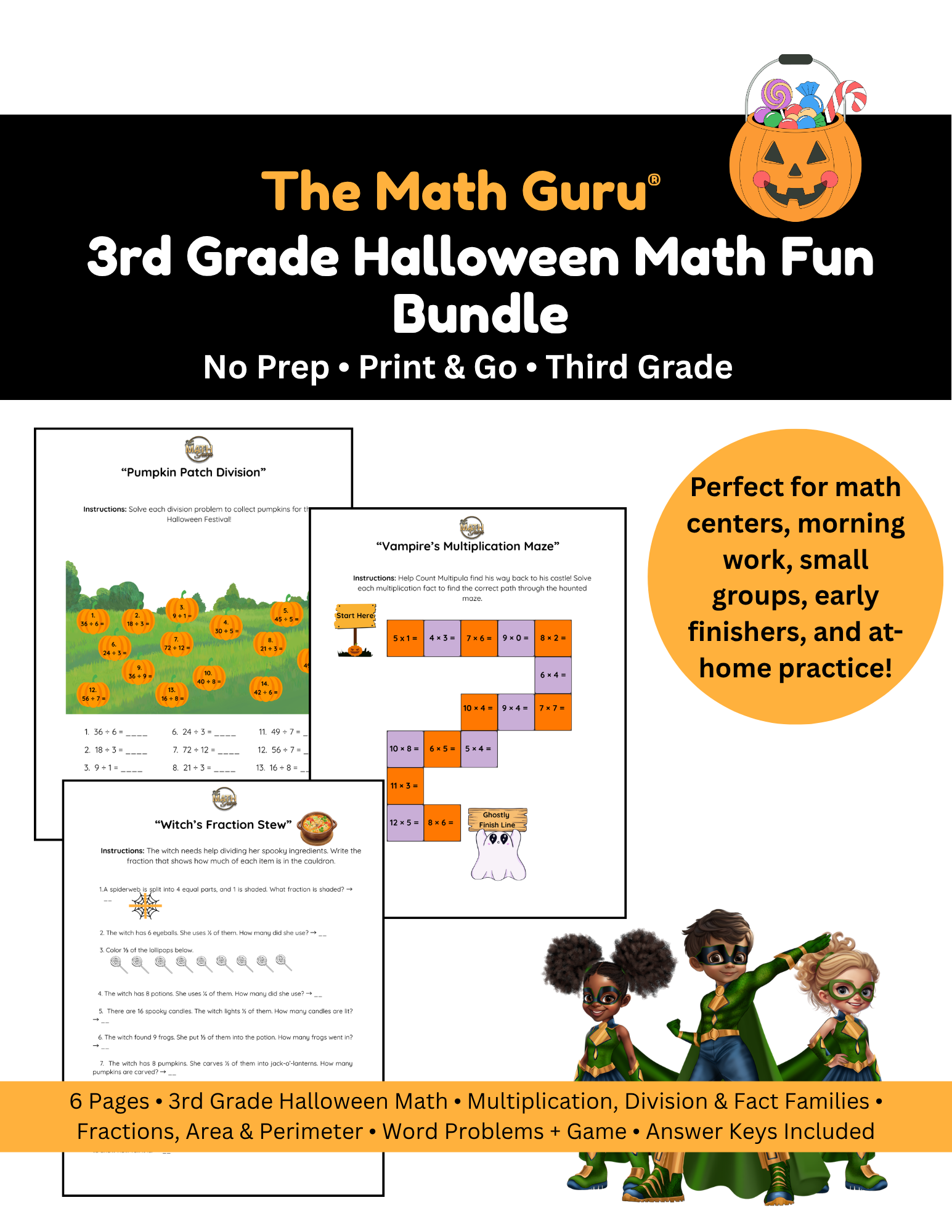 🎃 3rd Grade Halloween Math Fun Bundle 🎃