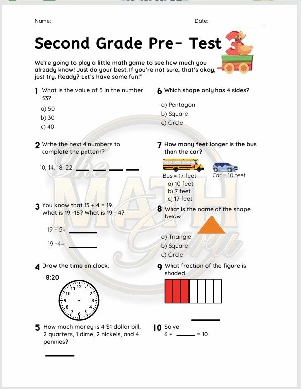 Second Grade pre test.jpg