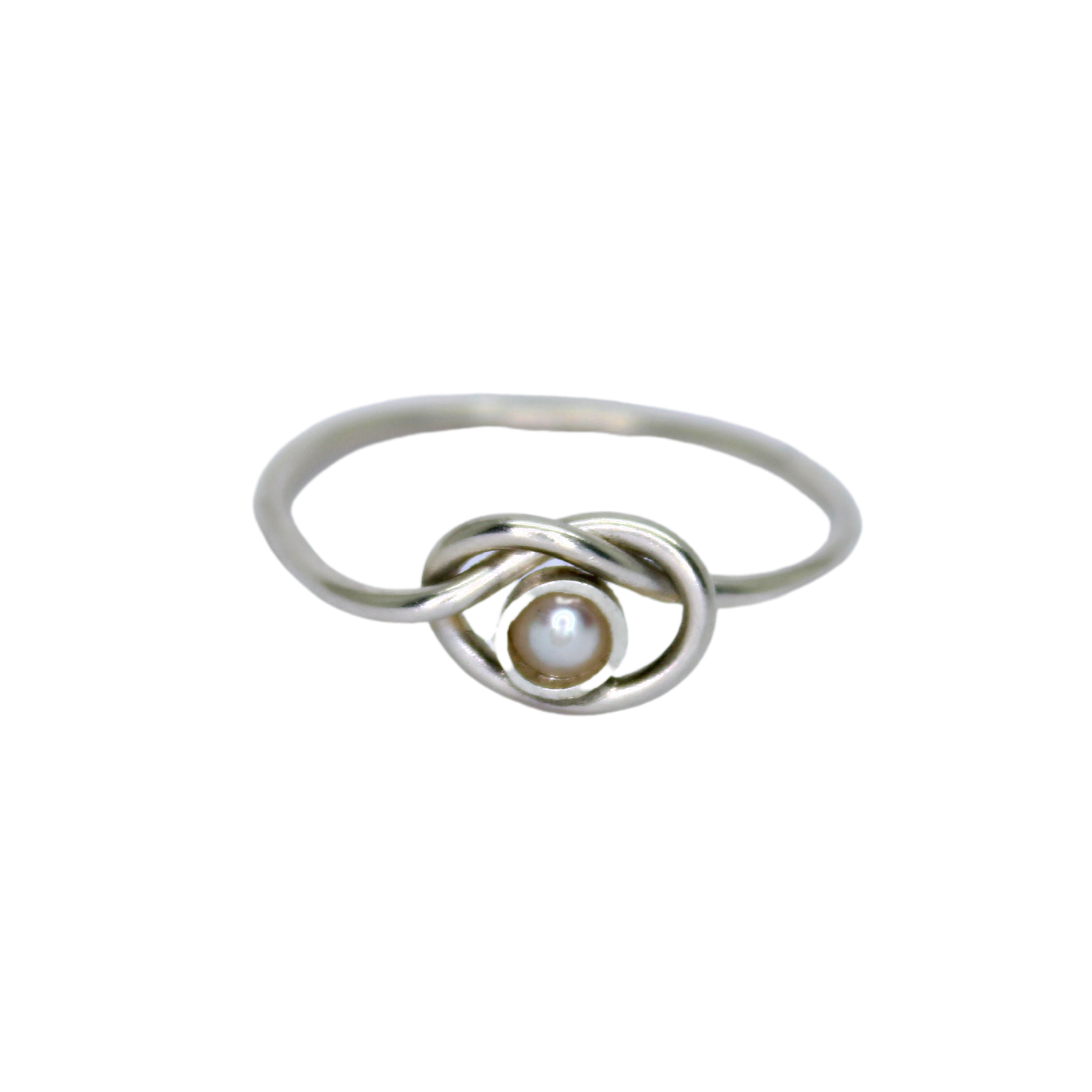 Dainty Pearl Love Knot Ring