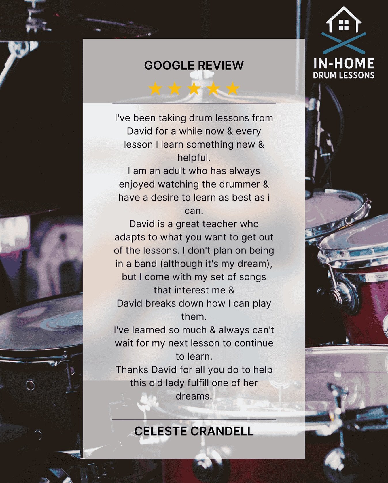 ⭐ 5-Star Student Review ⭐
“I’ve learned so much and always can’t wait for my next lesson… Thanks David for all you do to help this old lady fulfill one of her dreams.” – Celeste
Stories like this remind me why I
