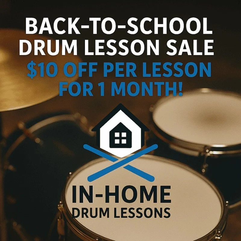 Back-to-school season is the perfect time to start drumming! 🥁
For a limited time, get $10 off every lesson for your first month with In-Home Drum Lessons.
No registration fees. No long-term contracts. Just fun, personalized lessons that fit your sc