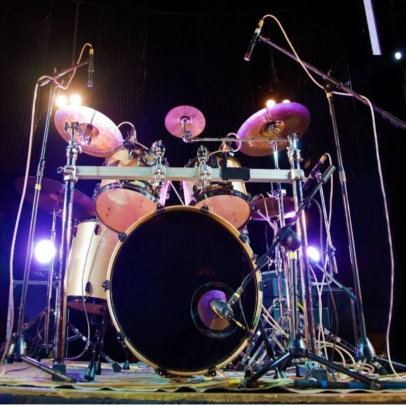 Young drummer working on hand speed exercises during in-home drum lesson in South Bay area.