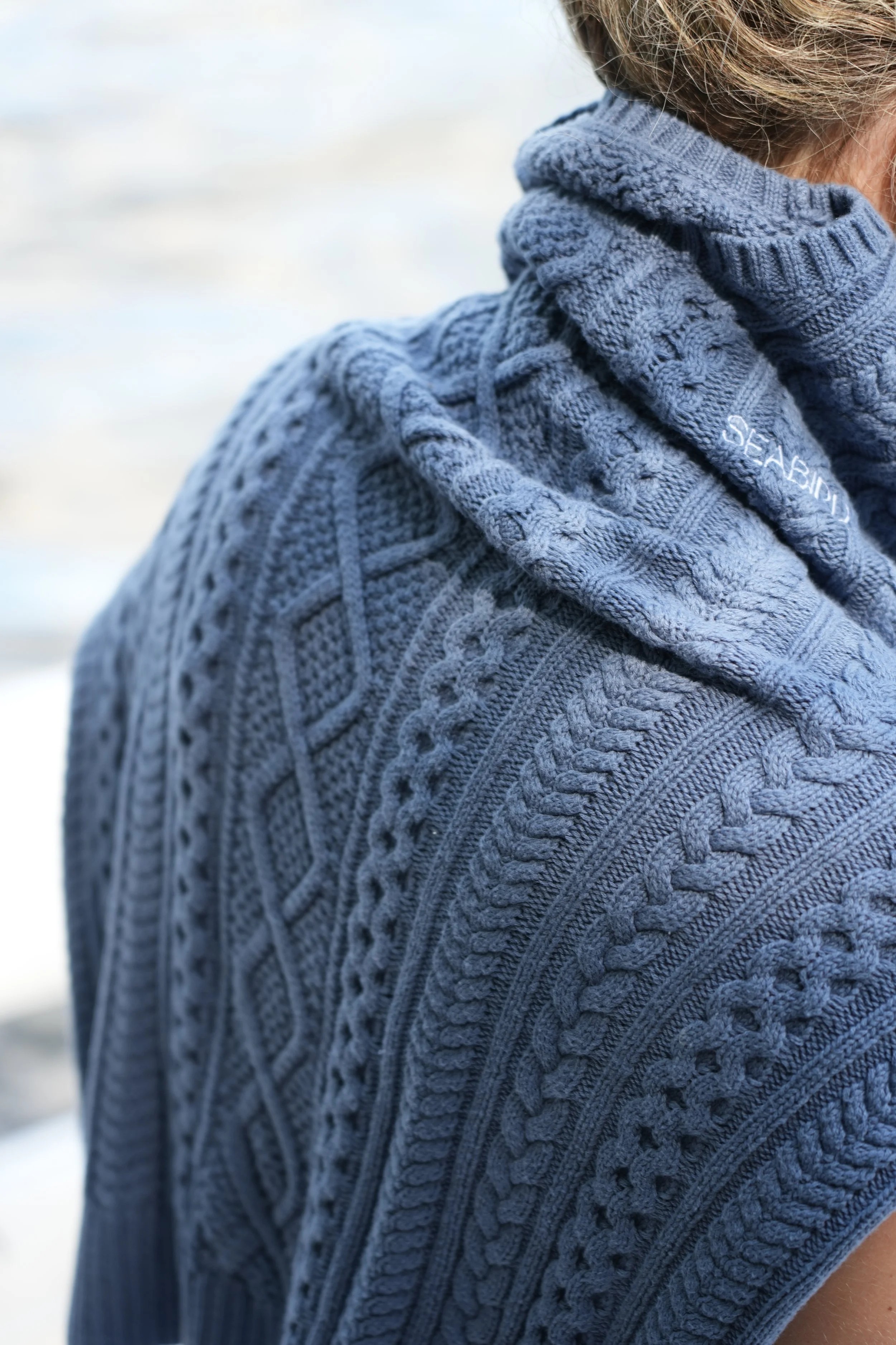 Blue Cable Knit Sweater (Medium)