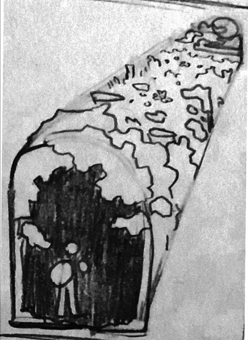 A rough thumbnail of my initial idea