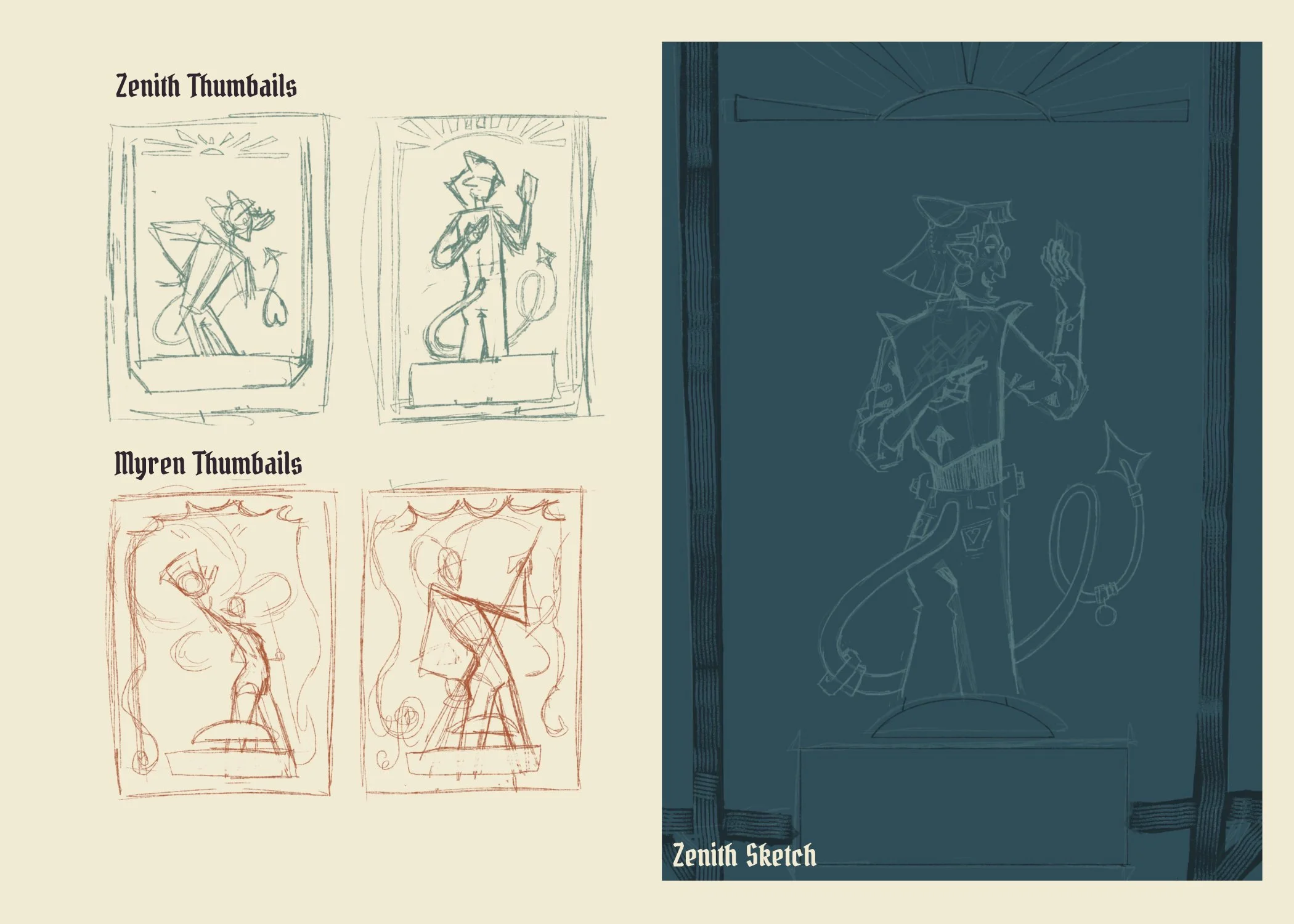 Sketches and process of illustration