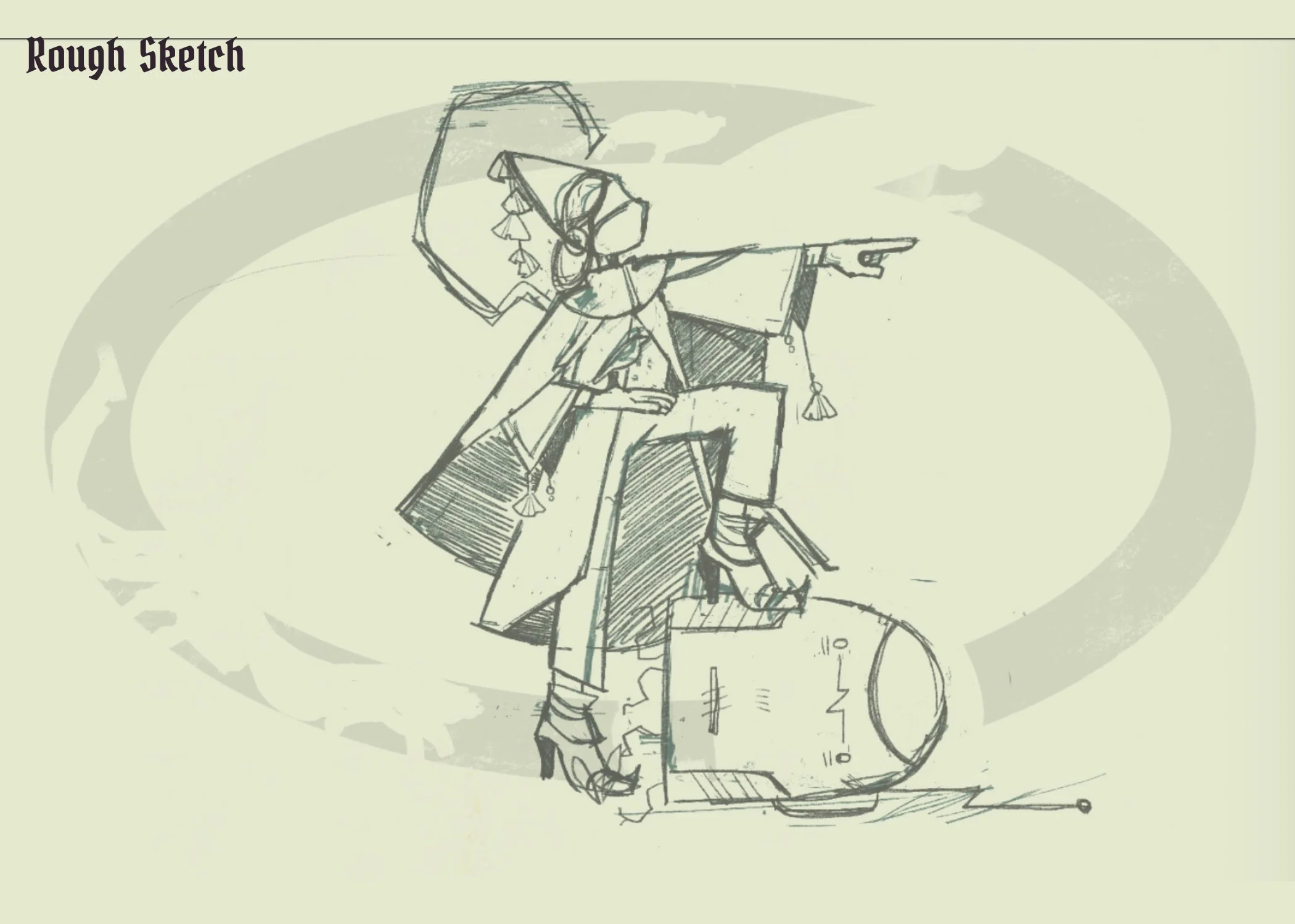 Rough sketch, before I pushed my shapes further