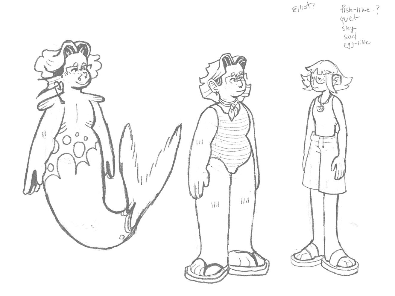Initial sketches for Ellis. Ellis was relatively easy for me to figure out, I knew what I wanted them to look like pretty early on.