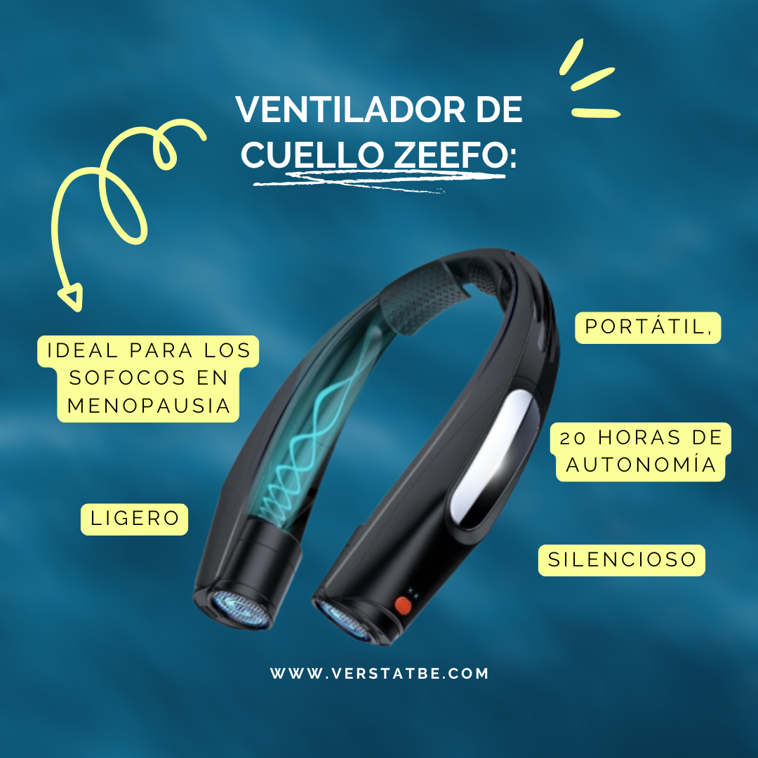 Ventilador de cuello ZEEFO: portátil, ligero y eficaz contra sofocos en menopausia