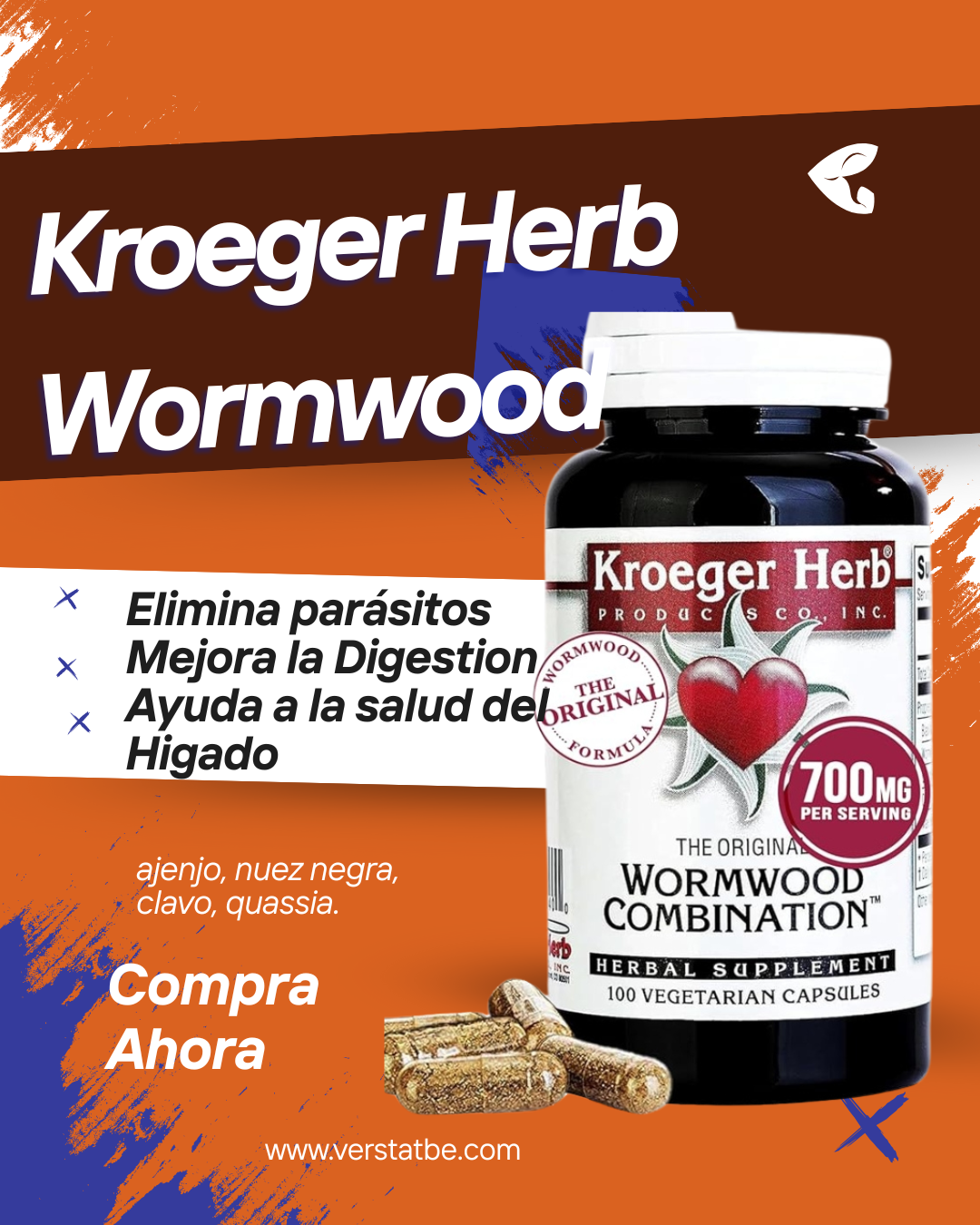 Beneficios principales ✅  Ayuda a eliminar parásitos intestinales.  Favorece la salud del hígado y la desintoxicación natural.  Apoya el equilibrio de la flora intestinal.  Sin gluten, sin lácteos, sin conservantes, vegano y libre de transgénicos.